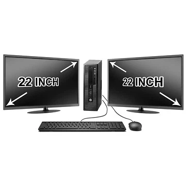 hp or Dell Desktop PC Computer Quad Core 16GB RAM DUAL 22" LCDs WiFi Windows 10 - Image 1 of 4