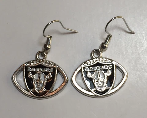 New Las Vegas/Oakland Raiders Football Shape Fish Hook Earrings, Gift for Her Cover