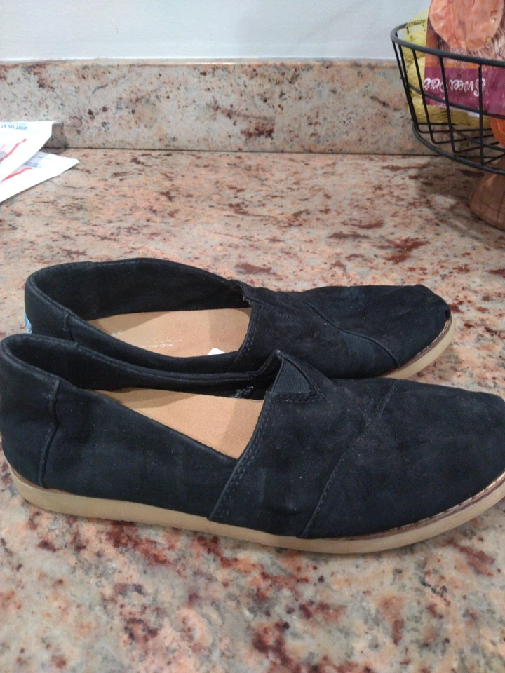 Toms Mujer Talla 7 Clásico Negro Lona Pisos 1002920517 Sin Cordones Foto 1 de 4