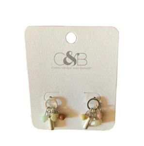 Christopher & Banks Silver Tone Drop Earrings with Faux Stones New with Tags - Picture 1 of 4