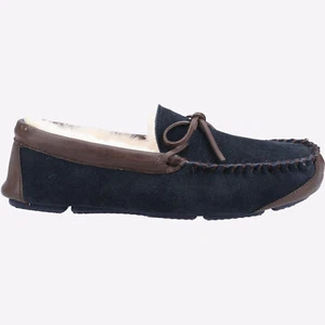 Cotswold Northwood Soft Cosy Sheepskin Moccasin Warm Luxury Mens Slippers Navy - Picture 1 of 4