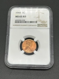1944 1c Lincoln Wheat Cent NGC MS 65 RD - Picture 1 of 4
