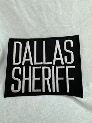 Parche grande Dallas Sheriff letras blancas negras 6"x4,25" Foto 1 de 2