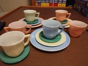 Vintage Hazel Atlas Little Hostess Child's Tea Set Pastel Moderntone Pattern 16 - Picture 1 of 1