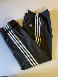 Adidas Vintage Windbreaker Pants Y2K 3 Stripe Baggy Girls Size Large 7-14 - Picture 1 of 17