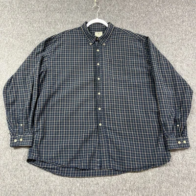 Camisa LL Bean Para Hombres XXL 2XL Azul Marrón Cuadros Manga Larga Con Botones Foto 1 de 4