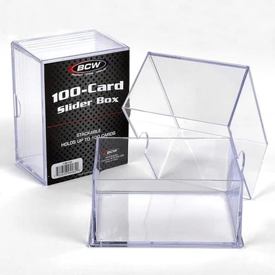 BCW Clear Slider Boxes Hold 100 Standard Cards – Baseball Basketball Storage - Image 1 of 4