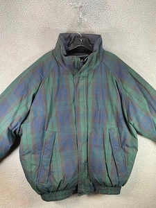 Brooks Brothers Puffer Jacket Mens Large Blue Goose Down Tartan Plaid Reversible - Picture 1 of 15