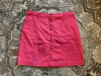 J. Crew Women's Pencil Skirt Cotton Blend Hot Pink Career Office Size 14 Buttons - Image 1 of 4
