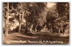 NEWMAN ILLINOIS RPPC ~ West Yates Street ~ Historic homes Dirt Road - Picture 1 of 2