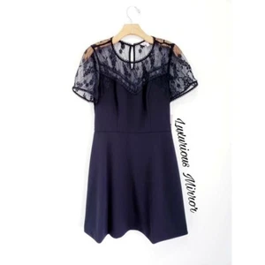 Vestido Nanette Lepore para mujer Ajuste y Destellos Negro Floral Encaje Elastizado Ojo de Cerradura 4 Nuevo - Imagen 1 de 8