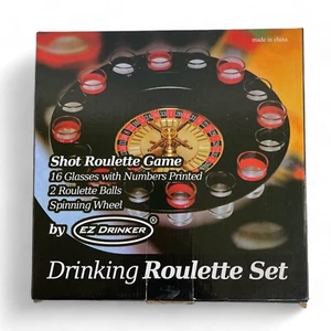 Drinking ROULETTE Set - Shot Roulette Game - 16 Glasses, 2 Balls, Spinning Wheel - Picture 1 of 10