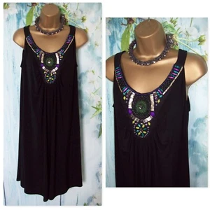 NEW WALLIS DRESS SIZE 16 PETITE, Stunning Black jewel Stretch Occasion Dress - Picture 1 of 12