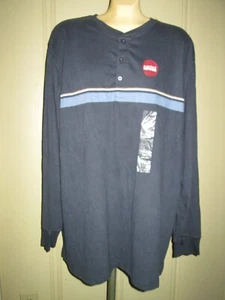 Covington men's long sleeve HENLEY shirt-XXL-navy blue w/stripe-NWT - Picture 1 of 4