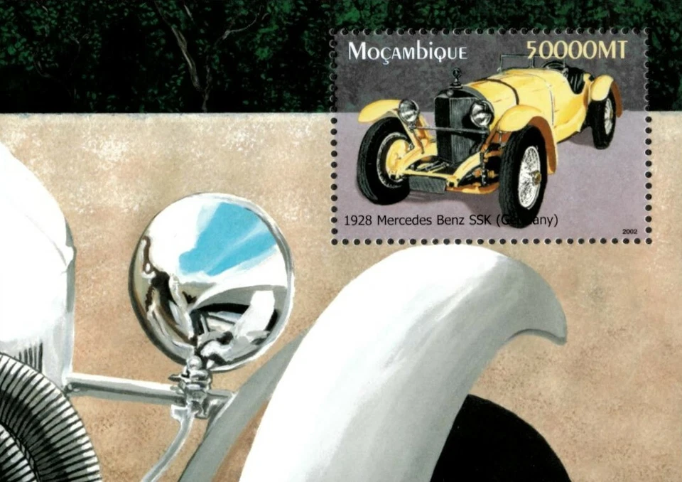 Mozambique 2003 - Coches antiguos Mercedes Benz - Hoja de recuerdo - Scott 1715 - MNH Foto 1 de 1