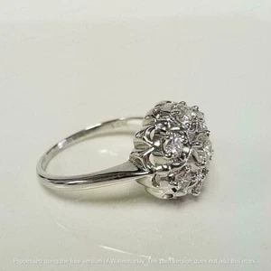 3Ct Round Lab-Created Diamond Cluster Wedding Ring 14K White Gold Plated Silver - Picture 1 of 5