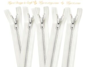 5 - 10 pcs Silver Separating Jacket Zipper, Gauge 5 Zippers - 7", 8", 10", 12"