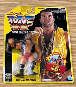 WWF RAZOR RAMON Wrestling Figurina Ufficiale MOC Hasbro WWE 1993 US Yellow Card - Foto 1 di 3