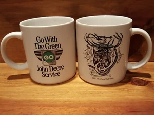 Tazas de café verdes John Deere Service Go With the (2) logotipo de marca comercial de 1882 - Imagen 1 de 3