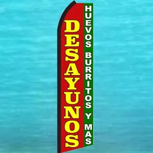 DESAYUNOS FLATTERFAHNE groß gebogen Werbung Feder Bande Wind Banner Schild - Bild 1 von 5