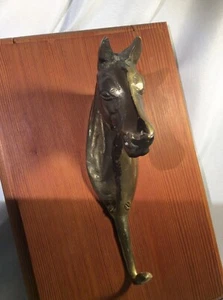 Brass HORSE HEAD WALL MOUNT HOOK 8" Hat Coat Jacket Hanger - Picture 1 of 7