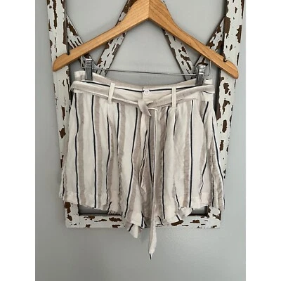 Pantalones Cortos RAILS Katy Coco Rayas Mezcla de Lino Talla S Foto 1 de 4