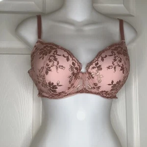Victorias Secret Dream Angels Lined Demi Lace Bra Size 32DDD Pink & Rose gold - Picture 1 of 7