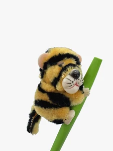 Vintage Pencil Hugger Tiger 80er Jahre Clip On Plüsch mit roten Herzen an Füßen - Bild 1 von 17