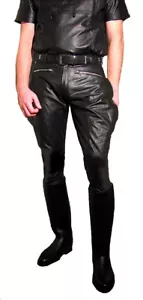 Pantalones de cuero negros pantalones de botas nuevos Breeches uniforme de cuero pantalones de moto cuero - Imagen 1 de 4