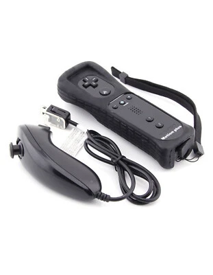 Manette Wiimote Motion Plus intégrée + Nunchuk filaire Pour Wii & Wii U - Noir - Image 1 of 2
