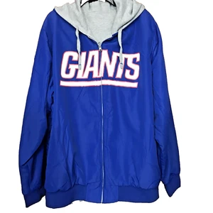 NFL New York Giants Giacca Reversibile con Cappuccio Cerniera Intera BLU/GRIGIO XXXL 3XL Felpa con Felpa con Cappuccio - Foto 1 di 8