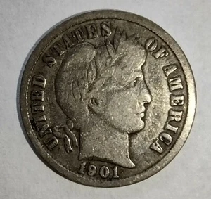 1901 Barber Dime - Picture 1 of 2