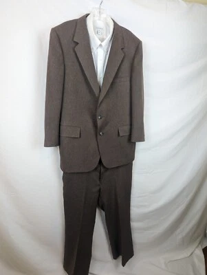Vintage Sears Roebuck & Co Mens Wool 2 Piece Chocolate Brown Suit 37x25.5 - Image 1 of 4