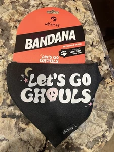 Doghaus Whimsy Dog Bandana Collar Reversible Let's Go Ghouls/Pink Sz M Halloween - Picture 1 of 5