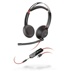 Blackwire 5220 Wired Headset - Flexible Noise-Canceling Boom Mic - - Picture 1 of 5