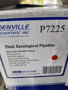 denville p7225 case of 200 indivudually sealed 25ml serological pippettes - Picture 1 of 2