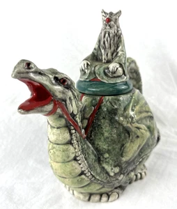 Mythical Dragon Shaped Teapot w/ Wizard Rider Lid, READ, Free Shipping - Picture 1 of 21