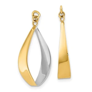 10k Yellow Gold & White Rhodium Polished Reversible Dangle Earring Jackets - Picture 1 of 3
