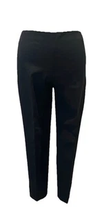 Theory Black Flat Front Stretch Cotton Slim Cropped Pants Trousers 2 UK 8-10 - Picture 1 of 19