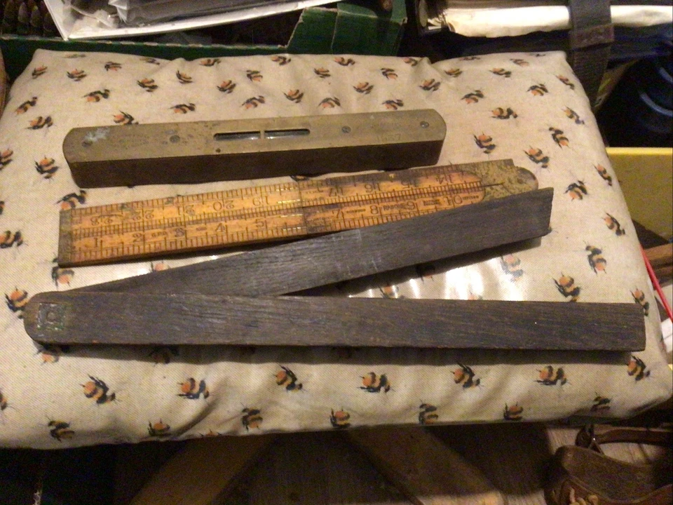 Rabone  10” Spirit Level  Rabone Boxwood Rule And Wooden Angle Marking Guage - Image 1 of 4