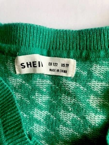 Girl’s Size 7 Sweater Vest Green White Houndstooth SHEIN Clueless Preppy Summer - Picture 1 of 3
