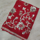 Vintage Indian Wedding Dupatta Scarf Sequins Long Stole Beaded Embroidered Hijab