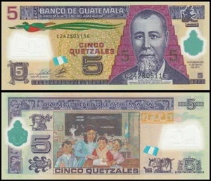 GUATEMALA 5 QUETZALES 2011 UNC C-E,CLASSROOM SCENE,GENERAL JUSTO RUFINO BARRIOS, - Picture 1 of 1