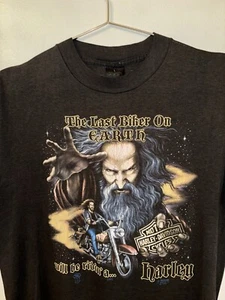 Vintage Harley Davidson 3D Emblem 1988 The Last Biker On Earth Shirt Large Rare - Picture 1 of 3