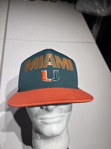  Miami Hurricanes Hat Cap Adidas College Florida Green Climalite Snapback 
