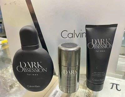 Juego de 3 piezas Dark Obsession de Calvin Klein 4 oz EDT +3,4 AftSh. Bálsamo + desodorante Foto 1 de 4