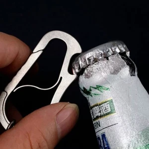EDC Titanium Alloy Keychain Carabiner Bottle Opener Outdoor Travel Camping Tool - Picture 1 of 10