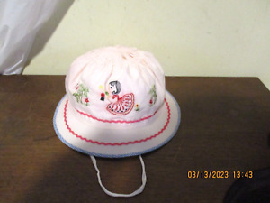Vintage Hand Embroidered Girl Toddler Baby Infant Sun Cap Hat Bonnet 100% Cotton