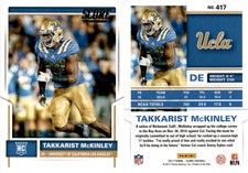 Takkarist McKinley 2017 Score Football Card 417