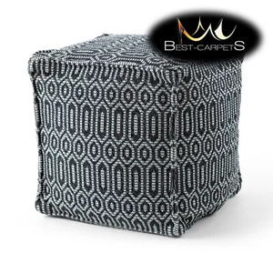 Modern beautiful POUFFE "SQUARE" for sitting 50x50x50 cm black / light grey BOHO - Picture 1 of 6